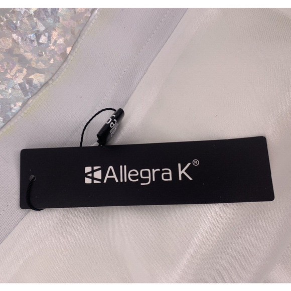 NWT Allegra K Silver Metallic Shiny Holographic Zipper Mini Skirt XL - Picture 7 of 13